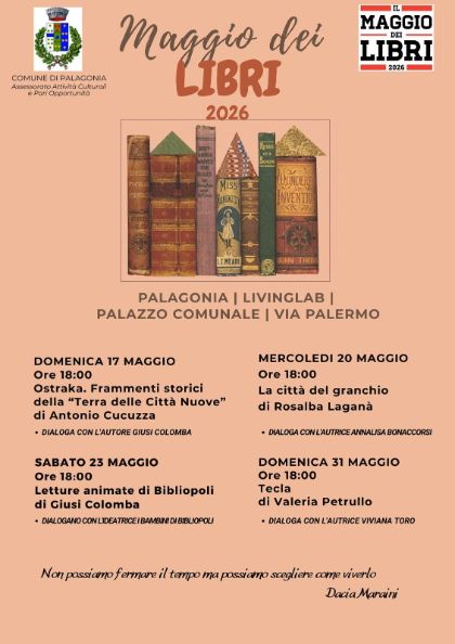 Il Comune di Palagonia aderisce al “Maggio dei Libri”