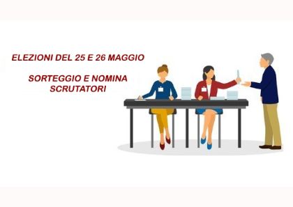 Sorteggio e Nomina degli Scrutatori – Elezioni del 25 e 26 Maggio Sorteggio e Nomina degli Scrutatori – Elezioni del 25 e 26 Maggio